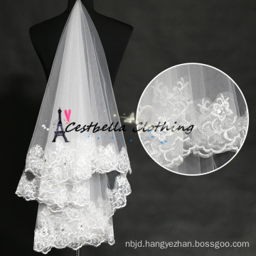 Brides Wedding Veil Lace Trim Short Ivory Wedding Veils 2016